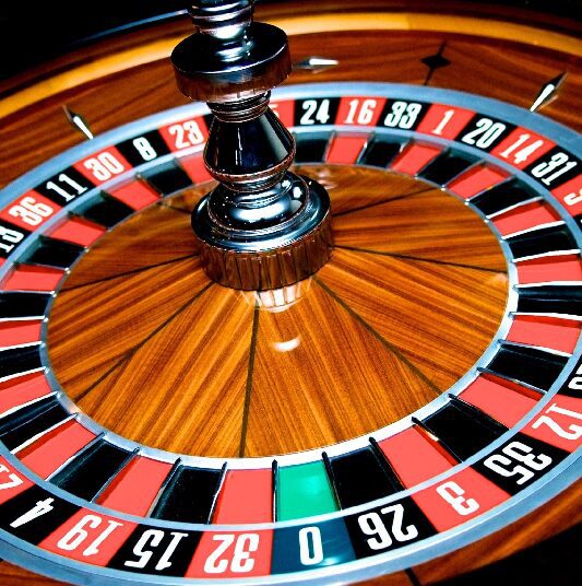 Close-up of casino roulette wheel
