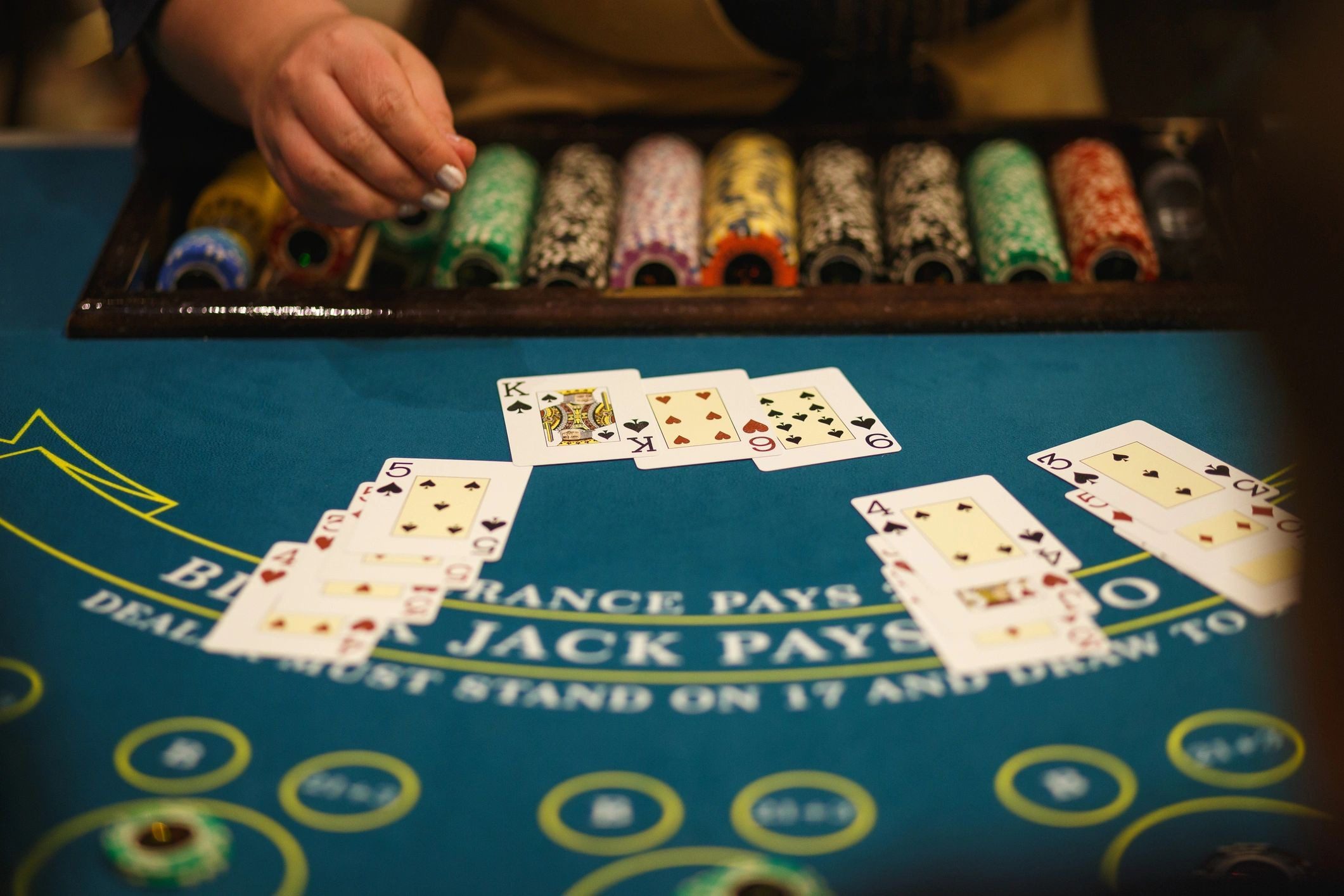Blackjack game in progress at casino